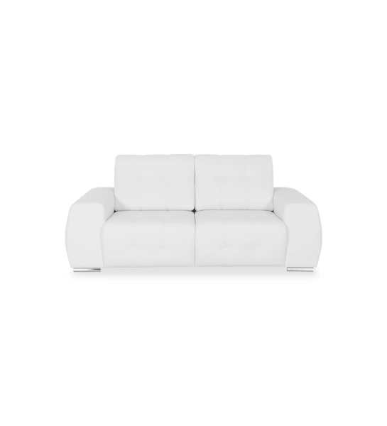 Canapé Madrid 2 places recouvert en éco-cuir blanc, 213 cm.