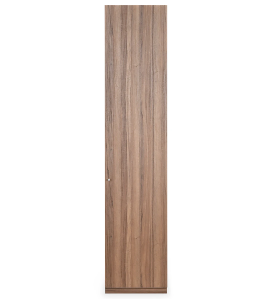 Tall bookcase in walnut, with 1 door and removable shelves.