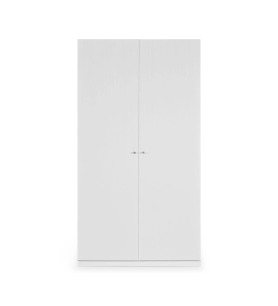 Low bookcase in white oak, with 2 doors and removable shelves.