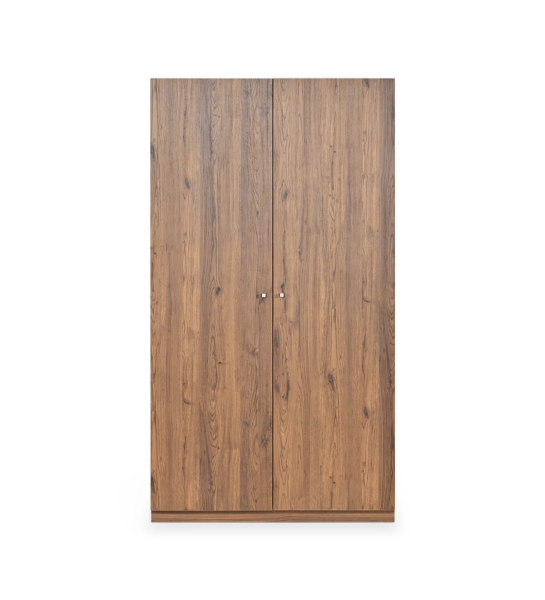 Low bookcase in aged oak, with 2 doors and removable shelves.