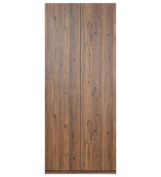 Tall bookcase in aged oak, with 2 doors and removable shelves.
