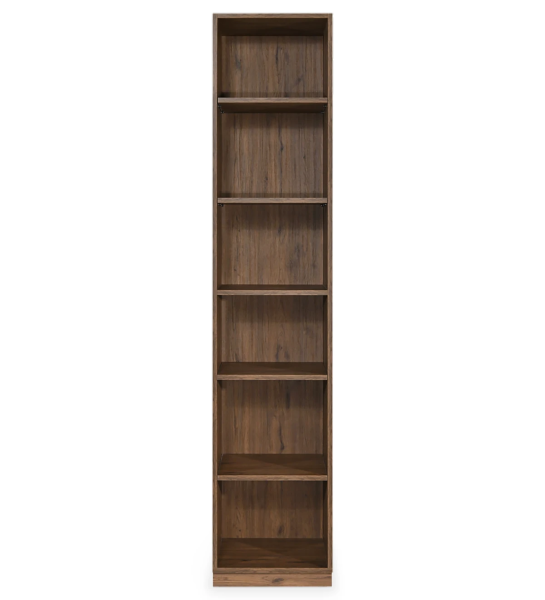 Tall bookcase cabinet in aged oak, with removable shelves.