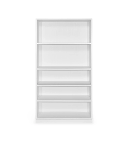Low bookcase in white oak, with removable shelves.