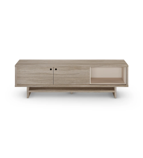 Dallas TV stand 2 sliding doors and decapé oak structure, 195 x 57 cm.