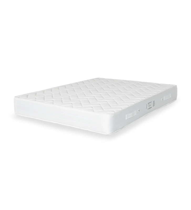 Matelas pour lit double orthopédique et anatomique composé de mousse et de ressorts, avec un maximum de confort.