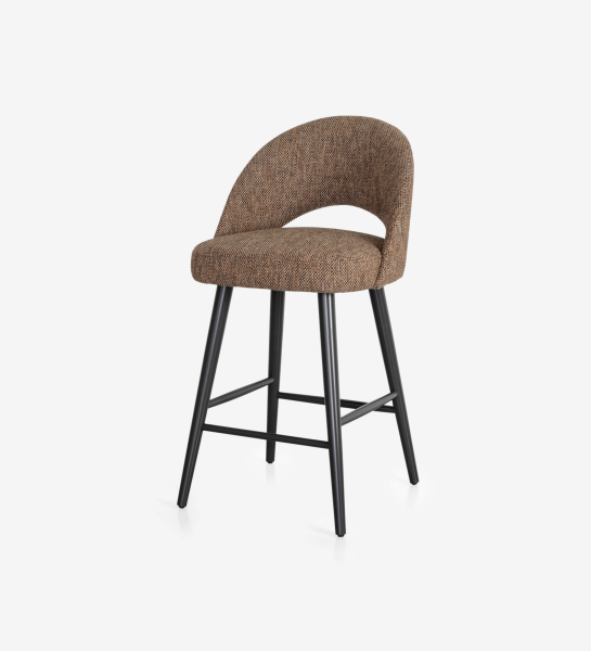 Stool with fabric upholstered, with black lacquered feet.