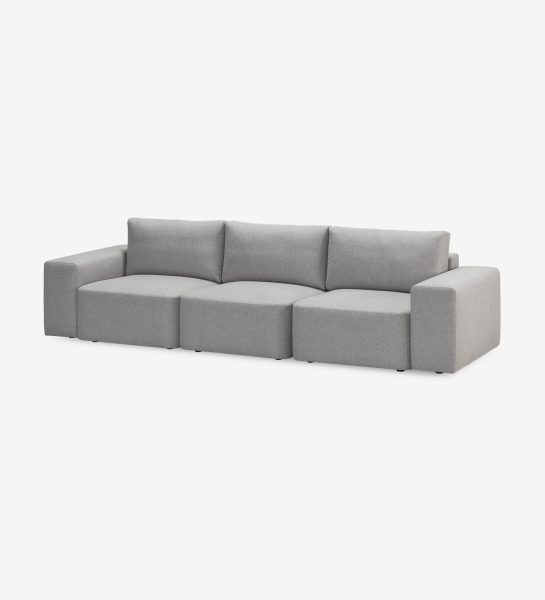 Paris 3-seater sofa upholstered in gray fabric, 296 cm.