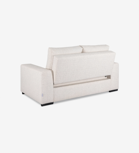 Sofá cama Haiti 2 plazas tapizado en tela beige, cojines respaldo desenfundables, 180 cm.