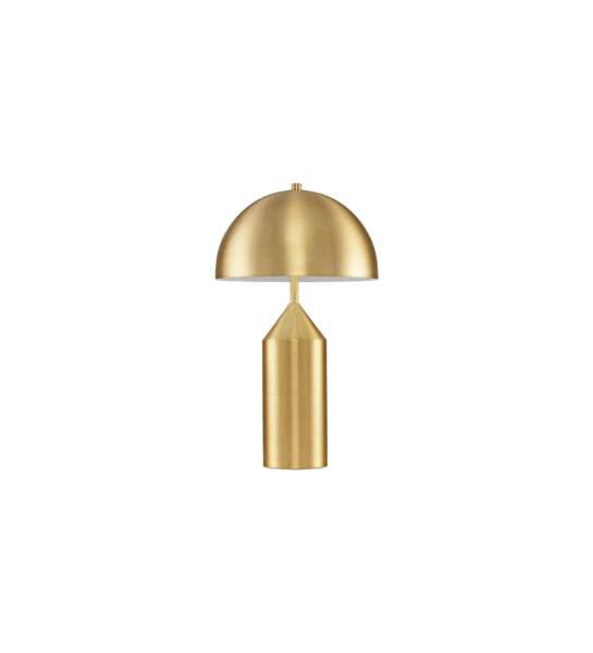 Candeeiro de mesa com base em metal dourado e abat-jour em latão dourado.