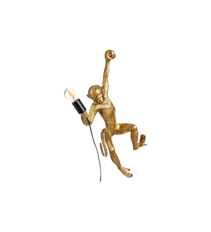  Monkey wall light in gold polyresin.