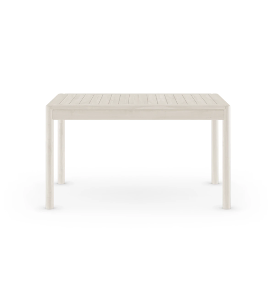 Mesa de comedor rectangular lacada perla.