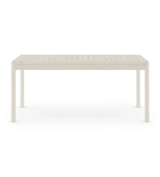Mesa de comedor rectangular lacada perla.