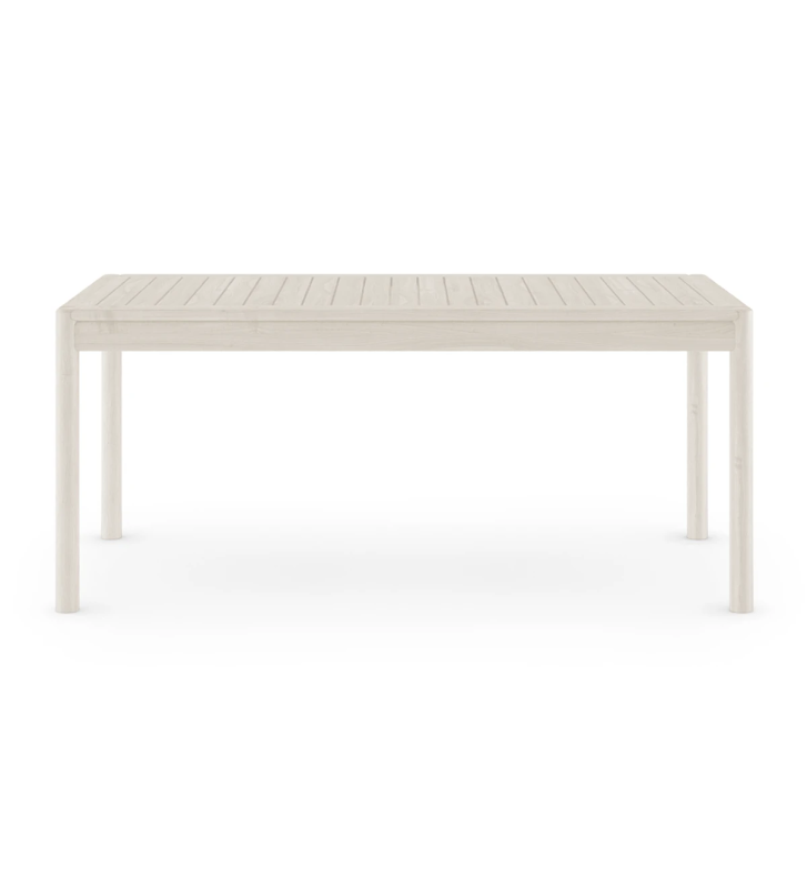 Mesa de comedor rectangular lacada perla.