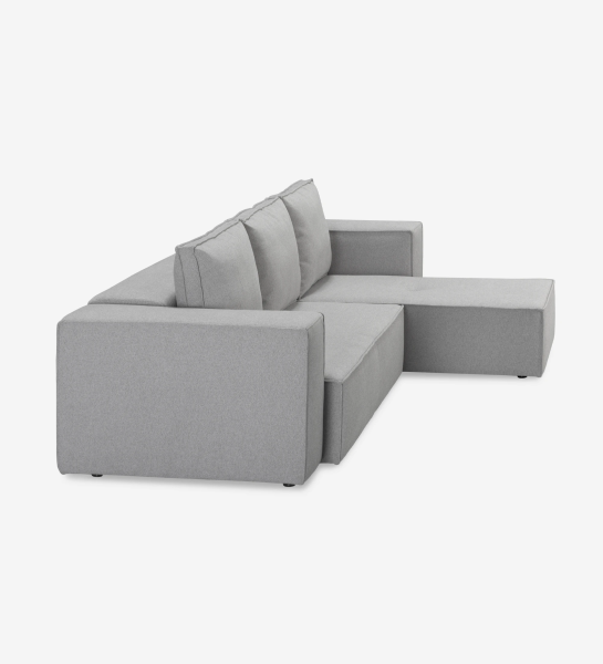 Sofá Rio 2 plazas y chaise longue derecha, tapizado en tela gris, 289 cm.