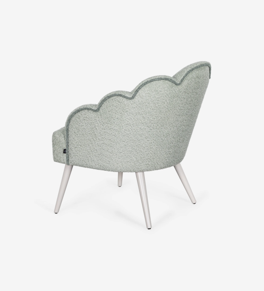 Lisboa armchair upholstered in water green fabric, pearl lacquered feet.