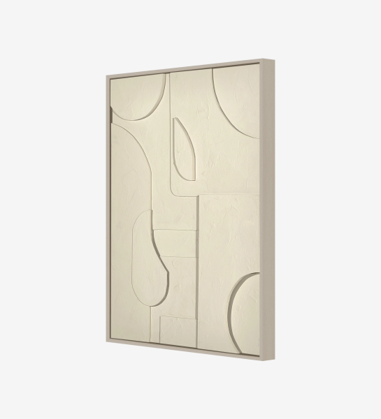 Beige geometric frame, wooden frame, 90 x 120 cm.