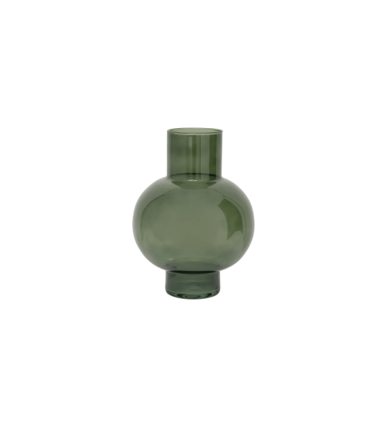 Vase in eucalyptus green color and with recycled glass structure.