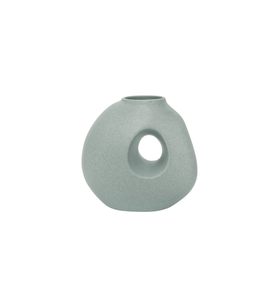 Handmade vase with a light blue slate ceramic structure, with a delicate splash.