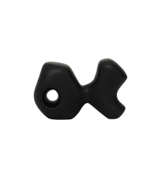 Fish-shaped sculpture, with ceramic structure with a matte black finish.