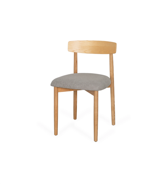 Chaise en bois wengé avec assise rembourrée en tissu