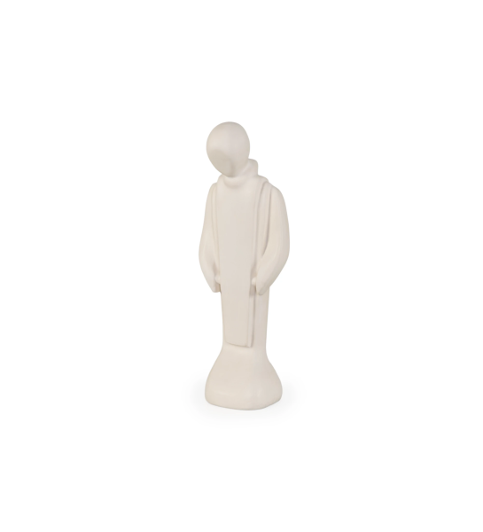 Handmade ceramic sculpture, in a matte ecru tone.