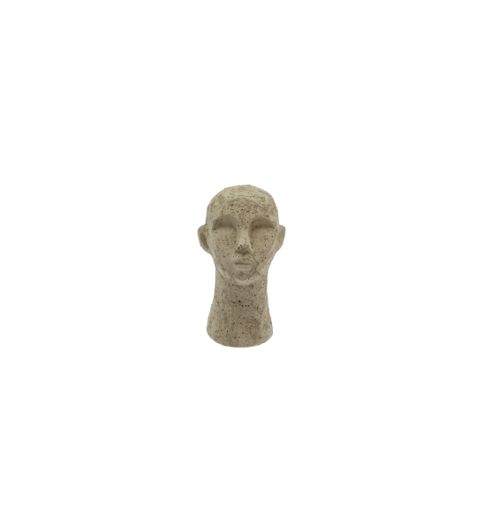 Sculpture en ciment vert olive clair.