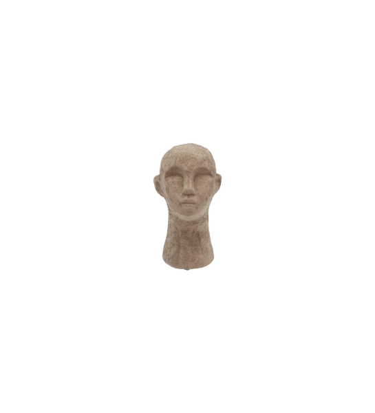 Sculpture en ciment gris marron.