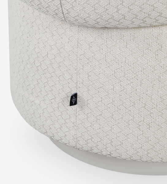 Londres swivel armchair, upholstered in fabric with pearl lacquered baseboard.