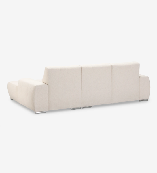 Sofá Madrid 2 plazas y chaise longue derecha, tapizado en tela beige, 287 cm.