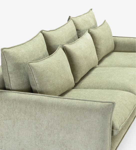 Veneza 2-seater sofa and left chaise longue, upholstered in green fabric, metal feet, 259 cm.