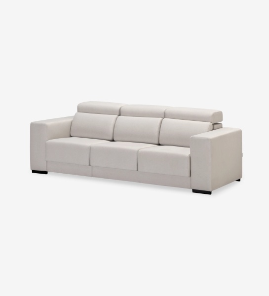 Oporto 3-seater sofa upholstered in gray fabric, reclining headrests and sliding seats, 250 cm.