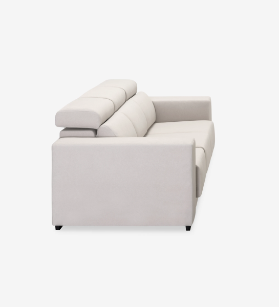 Oporto 3-seater sofa upholstered in gray fabric, reclining headrests and sliding seats, 250 cm.