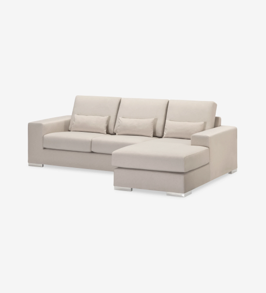 Geneve 2-seater sofa and left chaise longue, upholstered in beige fabric, 241 cm.