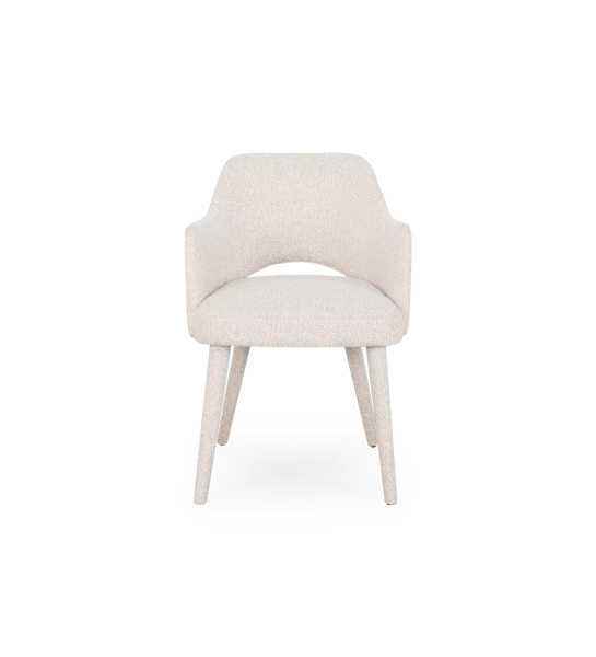 Silla con brazos tapizada en tejido.