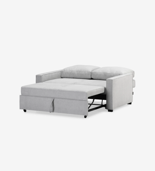 Sofá cama Lagos 2 lugares estofado a tecido light grey, almofadas de encosto amovíveis, 158 cm.