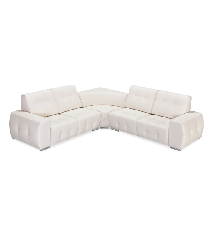 Madrid corner sofa 2+2 seats, upholstered in pearl eco-leather, 367 x 292 cm.