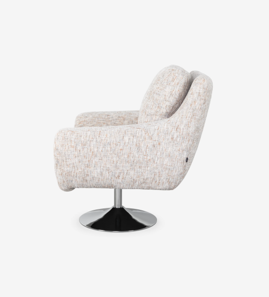 Paris swivel armchair, upholstered in gray velvety fabric, metal base.