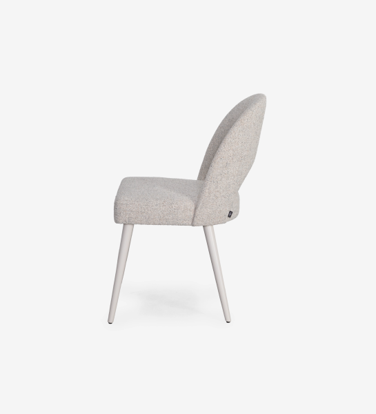 Chair upholstered in gray fabric, pearl lacquered feet.