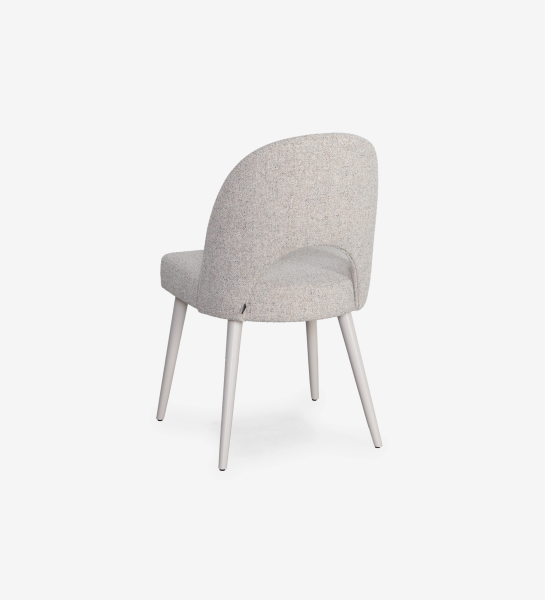 Chair upholstered in gray fabric, pearl lacquered feet.