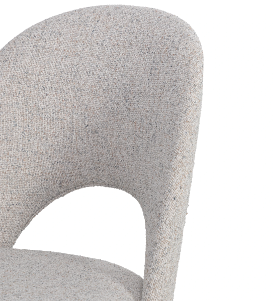 Chair upholstered in gray fabric, pearl lacquered feet.