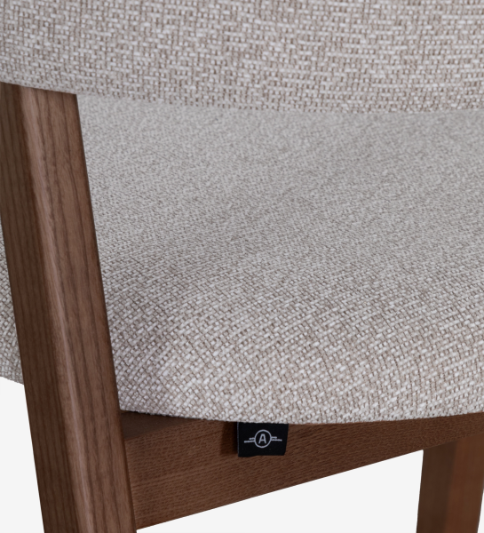 Chaise avec accoudoirs, en bois de frêne couleur noyer, avec assise et dossier recouverts de tissu