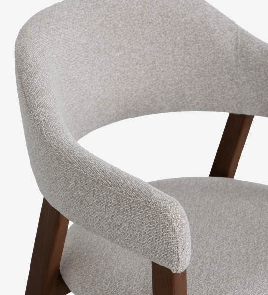 Chaise avec accoudoirs, en bois de frêne couleur noyer, avec assise et dossier recouverts de tissu
