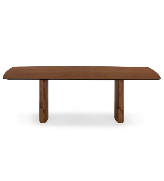 Mesa de jantar Paris retangular 180 x 100 cm, em nogueira natural com pormenor do tampo em negro.