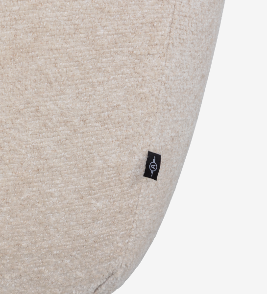 Paris swivel armchair, upholstered in beige fabric, metal base.