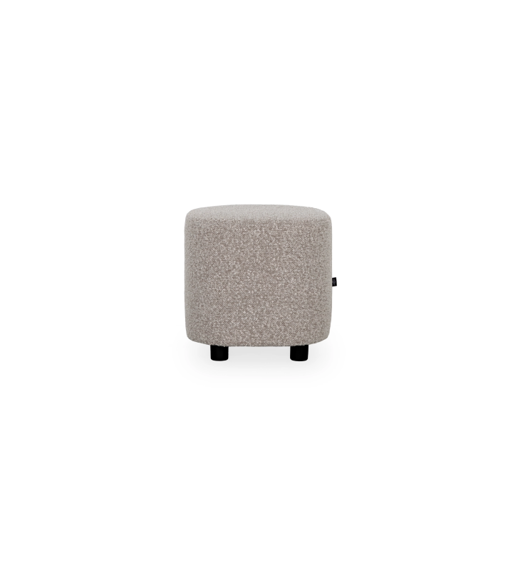 Pouf Cannes carré, recouvert en tissu toffee, pieds noirs, 40 x 40 cm.
