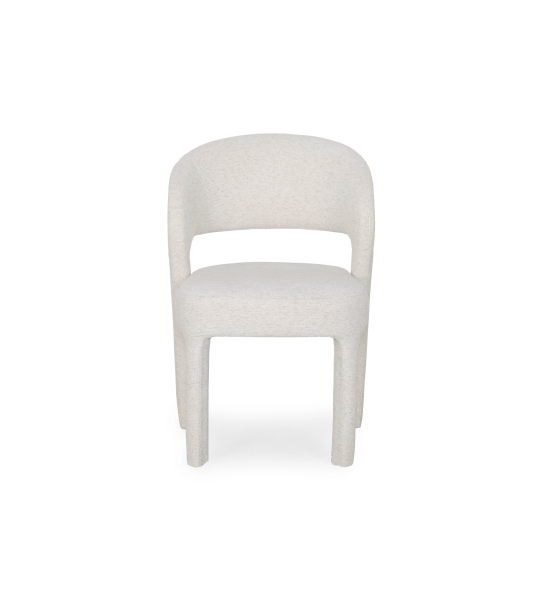 Chair upholstered in pearl fabric.