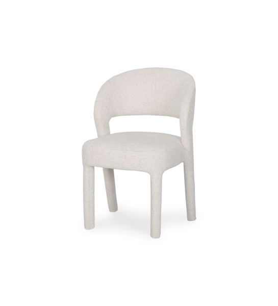 Silla tapizada en tejido perla.
