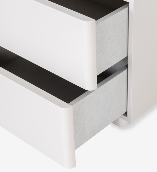 Bedside table with 2 drawers, in pearl lacquer.