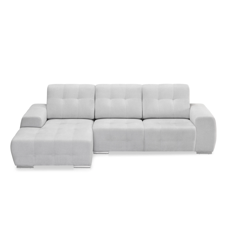 Madrid 2-seater sofa and left chaise longue, upholstered in gray fabric, 287 cm.