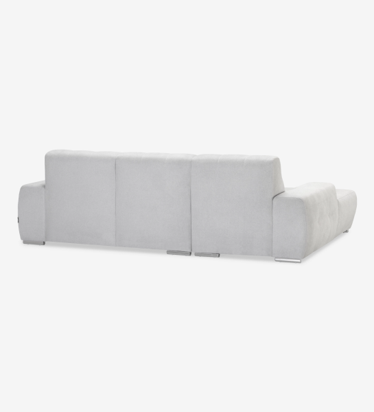 Sofá Madrid 2 plazas y chaise longue izquierdo, tapizado en tela gris, 287 cm.